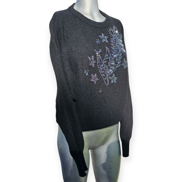 Vintage Black Lambswool Beaded Sweater - Picture 3 of 11